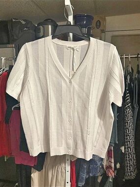 Grace Karin Textured Knit Cardigan in White NWT